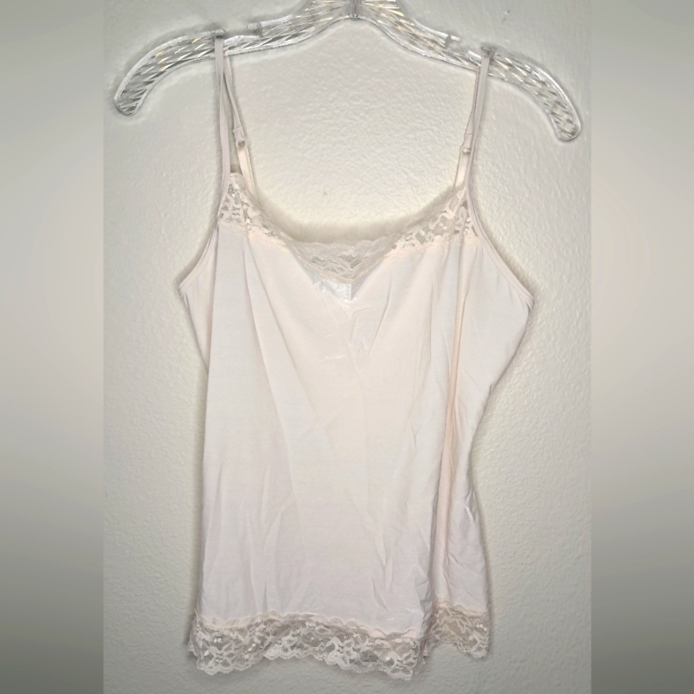 Elegant Lace Trim White Camisole